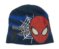 Modrá pruhovaná čepice se Spidermanem St. Bernard vel.122-134