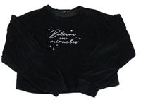 Černá plyšová crop mikina s nápisem George