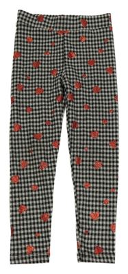 Černo-šedé kostičkované tregíny se srdíčky Disney