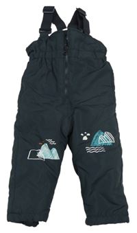 Tmavošedé šusťákové laclové oteplovačky s horami So Cute