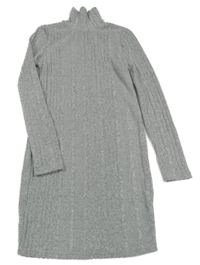 Šedé úpletové žebrované šaty Shein