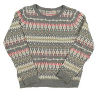 Šedo-bílo-neonový vzorovaný svetr H&M