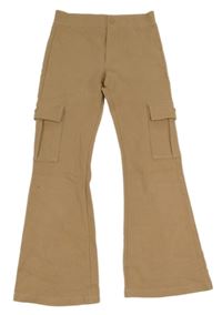 Hnědé flare teplákové kalhoty s kapsami Zara