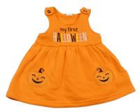 Oranžové teplákové laclové šaty s dýněmi 