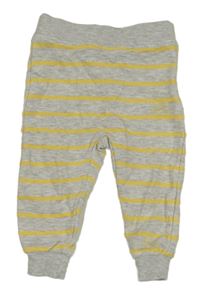 Šedo-žluté pruhované melírované tepláky POCOPIANO
