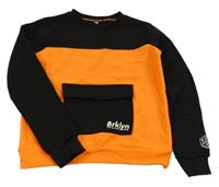 Černo-neonově oranžová mikina s kapsou C&A