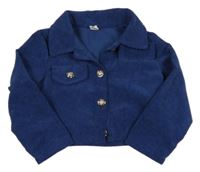 Tmavomodrá crop manšestrová bunda s gombíky shein