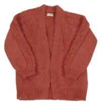 Cihlový pleteno/chlupatý cardigan F&F