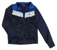 Modro-bílo-tmavomodrá sportovní propínací mikina Slazenger