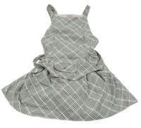 Bílo-šedo-hnědé kárované šaty s páskem 