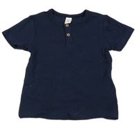 Tmavomodré žebrované tričko s knoflíčky Topolino