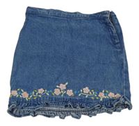 Modrá riflová sukně s kytičkami St. Bernard