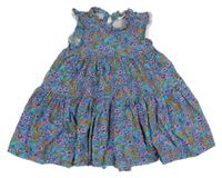 Modro-lila květované šaty s volánky Next