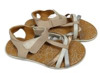 Pudrovo-stříbrné koženkové páskové sandály Pepperts vel.33