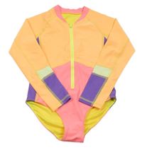 Nové - neonově růžovo-oranžovo-fialové UV plavky 