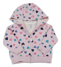 Světlerůžová propínací mikina se srdíčky a kapucí Carter's