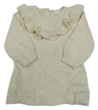 Smetannové pletené šaty s volánkem H&M