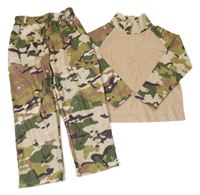 2set - Béžovo-khaki-army mikinotriko + tepláky 