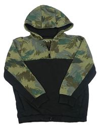 Černo-khaki mikina s kapucí Nutmeg