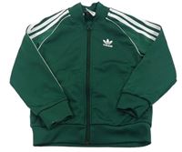 Tmavozelená propínací sportovní mikina s logem Adidas