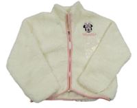 Smetanovo-růžová huňatá bunda s Minnií Disney