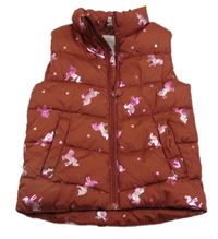 Rezavá šusťáková prošívaná zateplená vesta s jednorožci Dopodopo