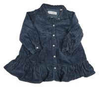 Tmavomodré manšestrové propínací šaty Zara