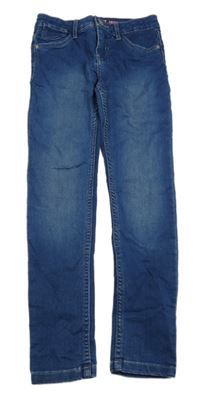 Tmavomodré teplákové skinny fit rifle Hema