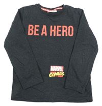 Tmavošedé triko s nápisem Marvel 
