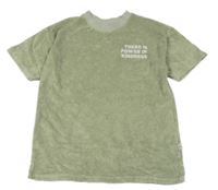 Olivové froté tričko s nápisem George 