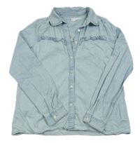 Světlemodrá riflová košile s volánky Mango