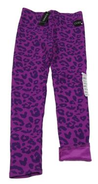 Nové - Růžovo-fialové vzorované zateplené legíny Dunnes