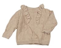 Starorůžový vzorovaný svetr s volánky Tu