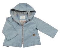 Modrý plátěný jarní kabát s kapucí Zara