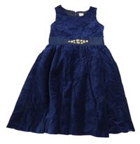 Tmavomodré sametové šaty s kamínky Gymboree