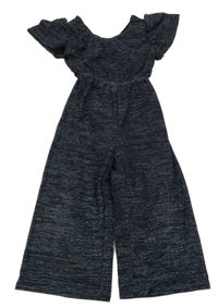 Tmavomodro-barevný třpytivý cullotes overal s volnými zády F&F
