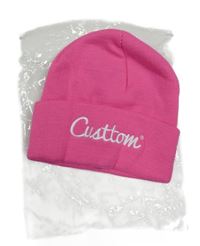 Nové - Růžová pletená čepice s nápisem