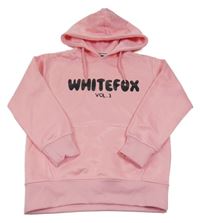 Světlerůžová mikina s nápisem a kapucí 