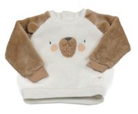 Bílo-hnědá plyšová mikina s medvídkem Matalan