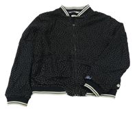 Černo-šedá vzorovaná propínací podšitá mikina s proužky Petrol