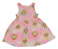 Růžovo-barevné srdíčkované bavlněné šaty F&F