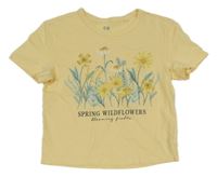 Vanilkové crop tričko s kytičkami C&A