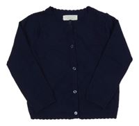 Tmavomodrý propínací svetr s bambulkami Primark