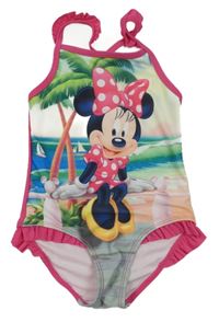 Tmavorůžové jednodílné plavky s Minnie Disney 