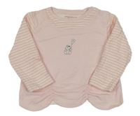 Světlerůžovo-pruhovaná mikina s medvídkem 