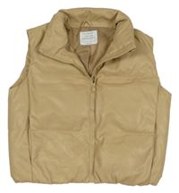 Béžová koženková zateplená vesta Primark