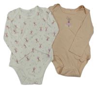 2x - Broskvové + bílé body s myškami