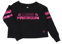 Černá crop mikina s nápisem Freegun