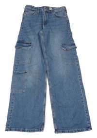 Modré cargo wide leg rifle H&M