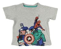 Světlešedé melírované tričko s Avengers zn. PRIMARK